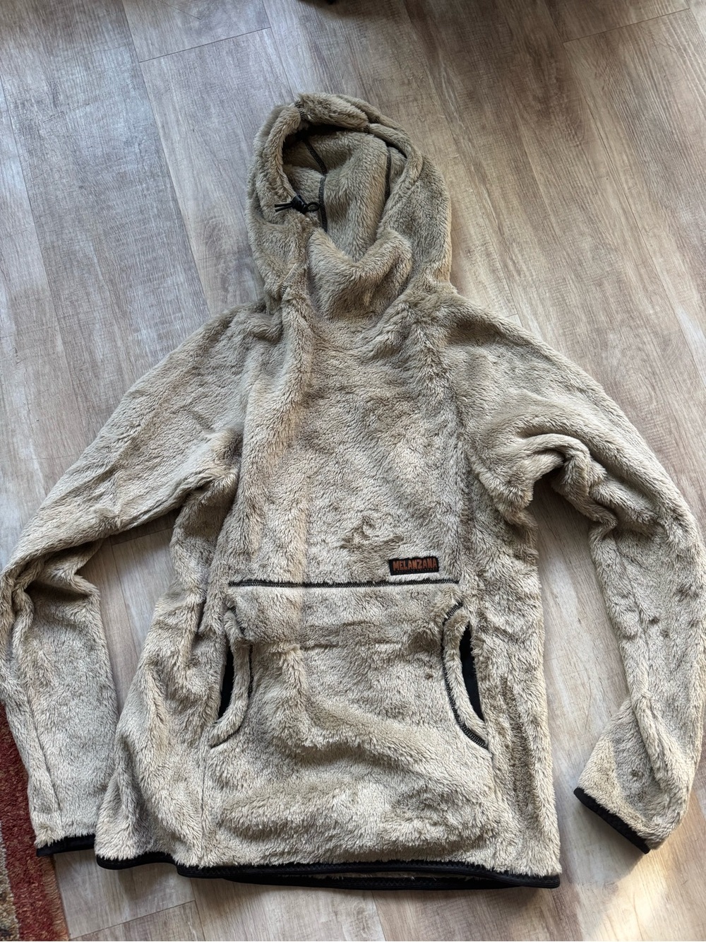 Melanzana Plush Hooded Pullover - Light Taupe